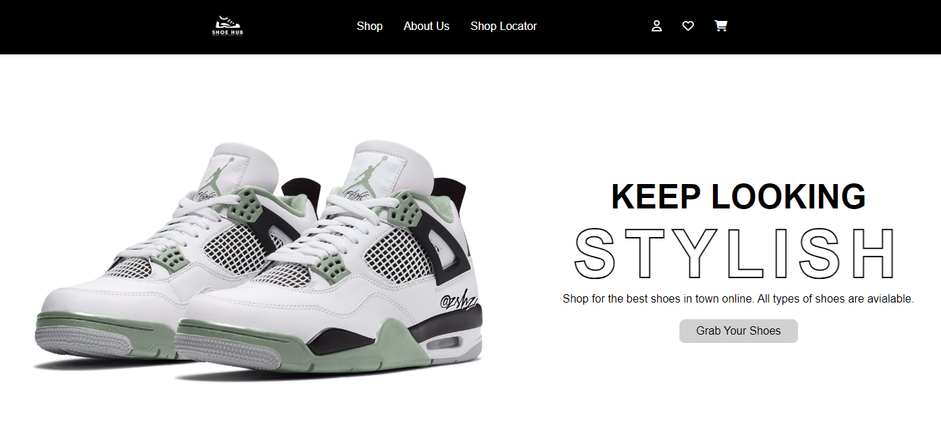 Photo of the shoe hub website
